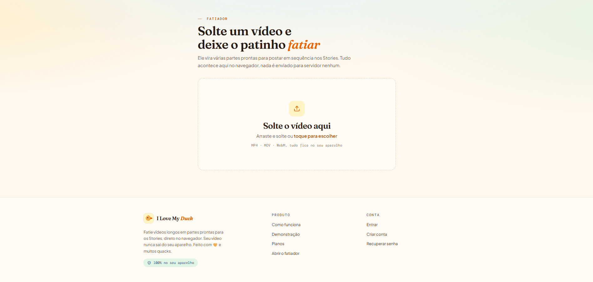 Tela de seleção de vídeo do I Love My Duck